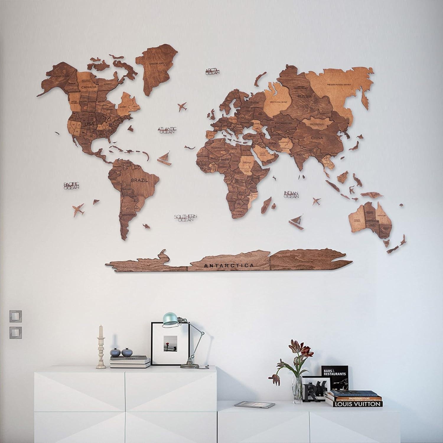 Discover Our Handmade 3D Wood World Map for Travel Fans