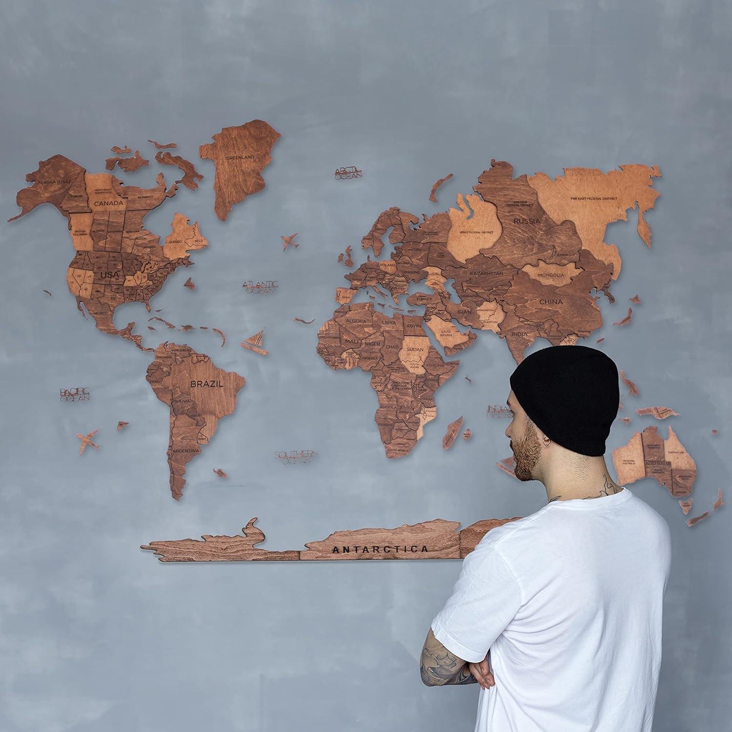 Discover Our Handmade 3D Wood World Map for Travel Fans