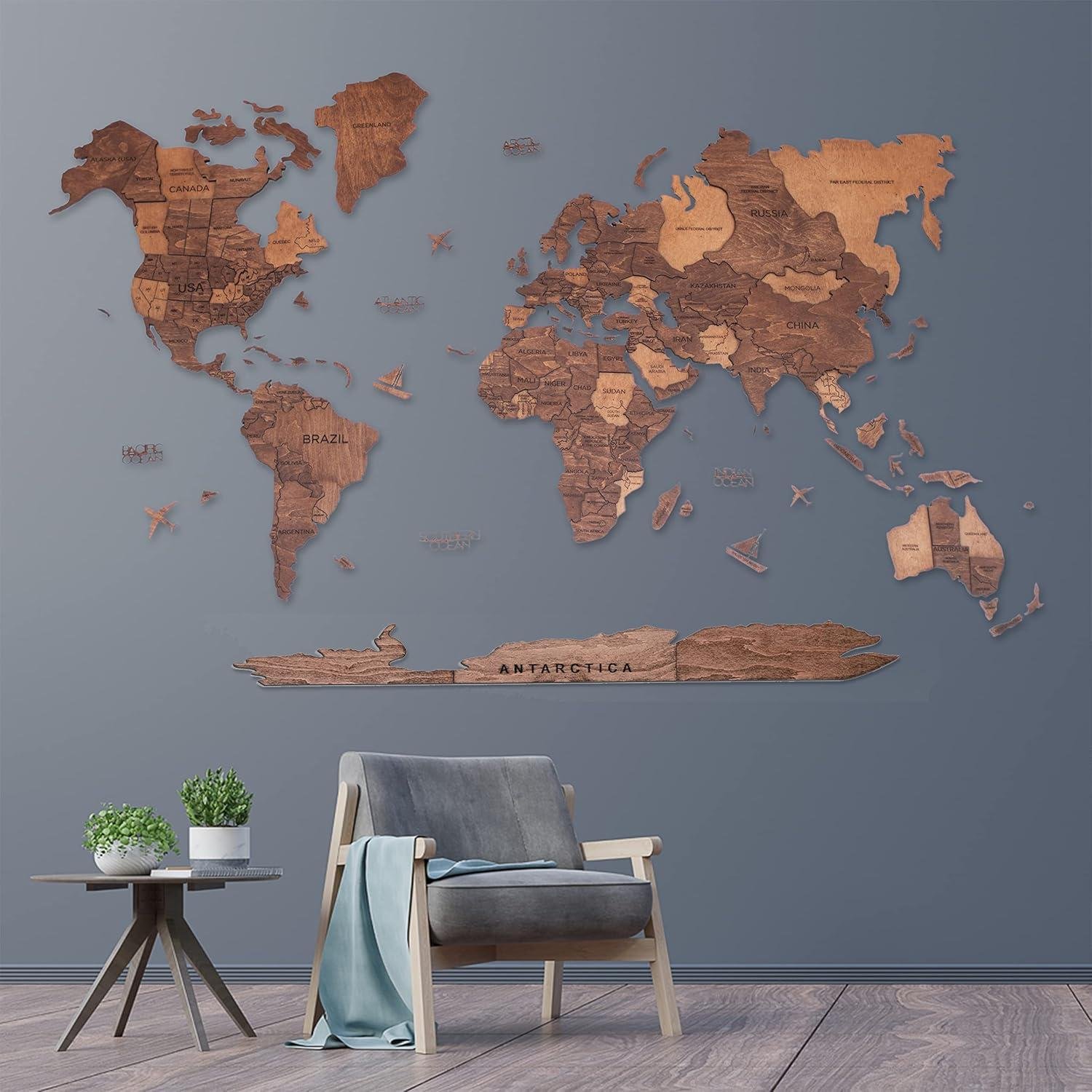 Discover Our Handmade 3D Wood World Map for Travel Fans