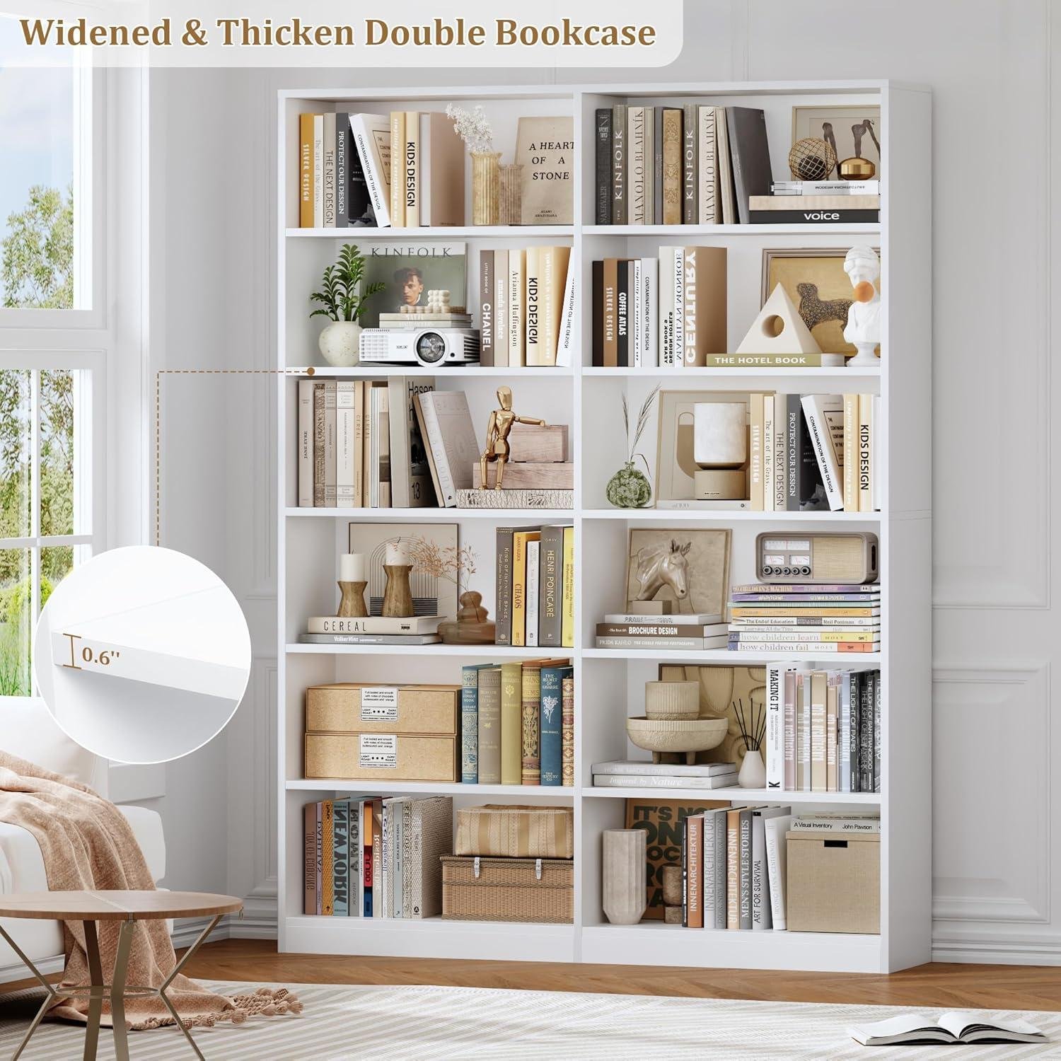 Our Honest Review: Spacious & Sturdy 6-Tier Double Wide Bookshelf