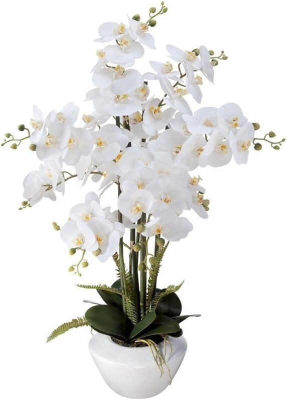 Our Honest Review: Realistic White Phalaenopsis Orchid for Stylish Home Decor