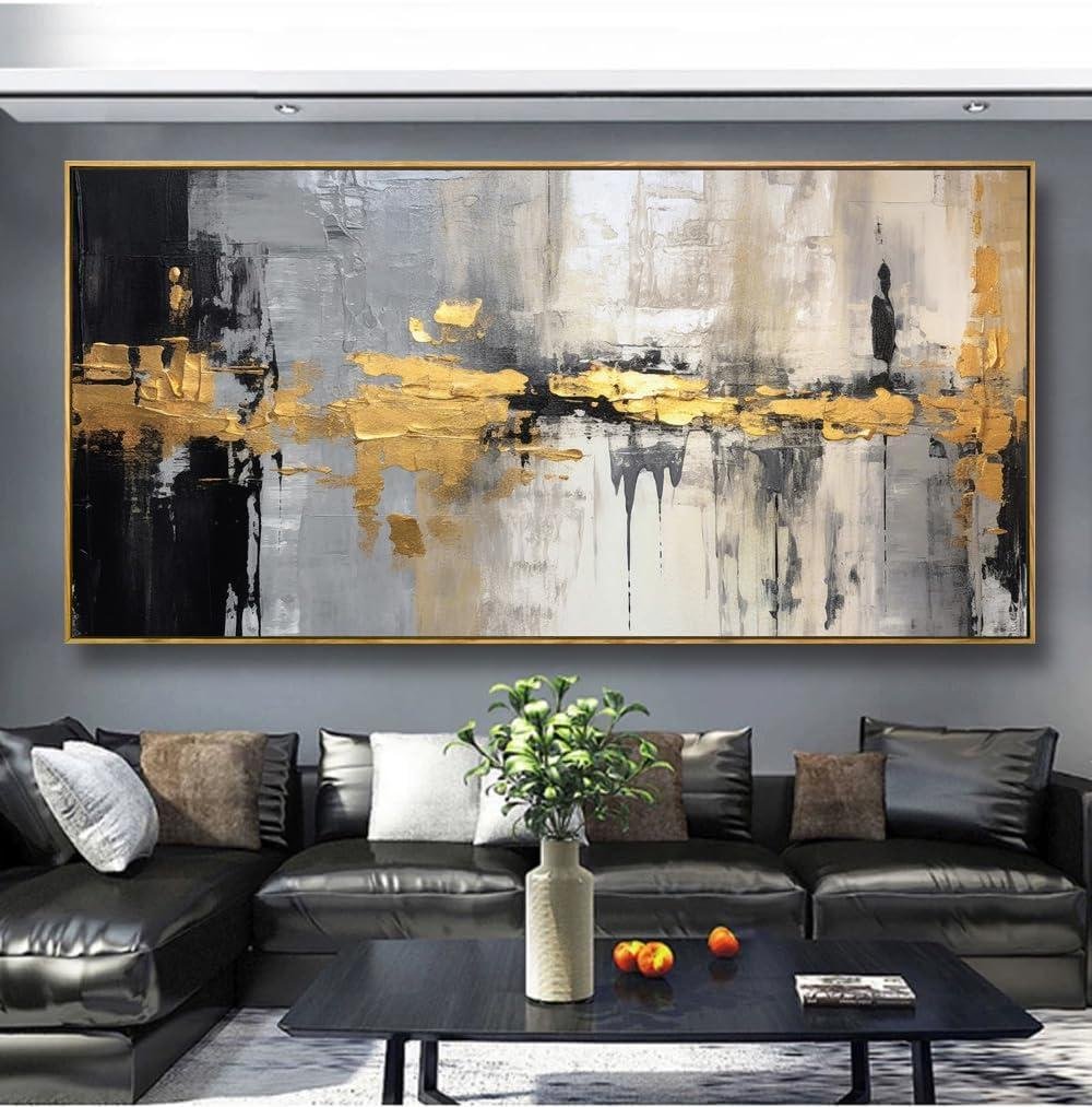 Our Review: Stunning Black & White Abstract Wall Art with Golden Line