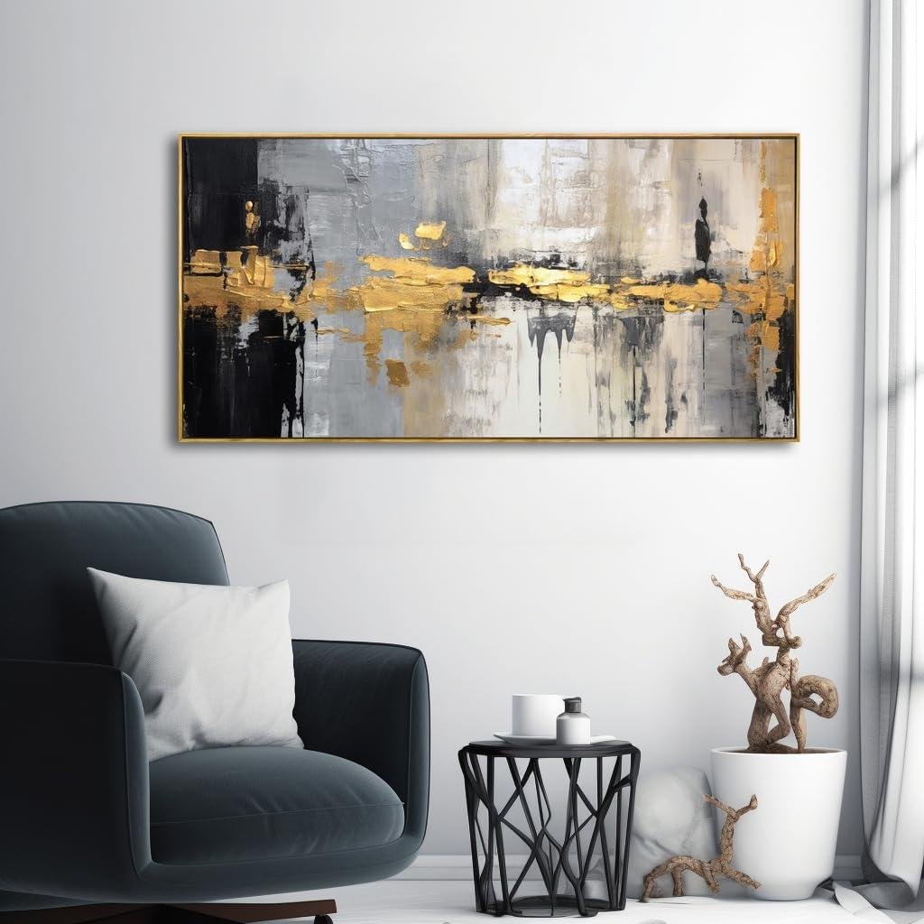 Our Review: Stunning Black & White Abstract Wall Art with Golden Line