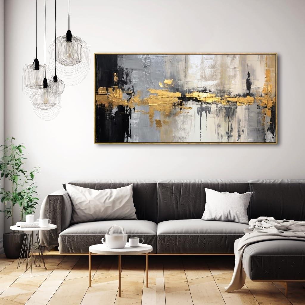 Our Review: Stunning Black & White Abstract Wall Art with Golden Line