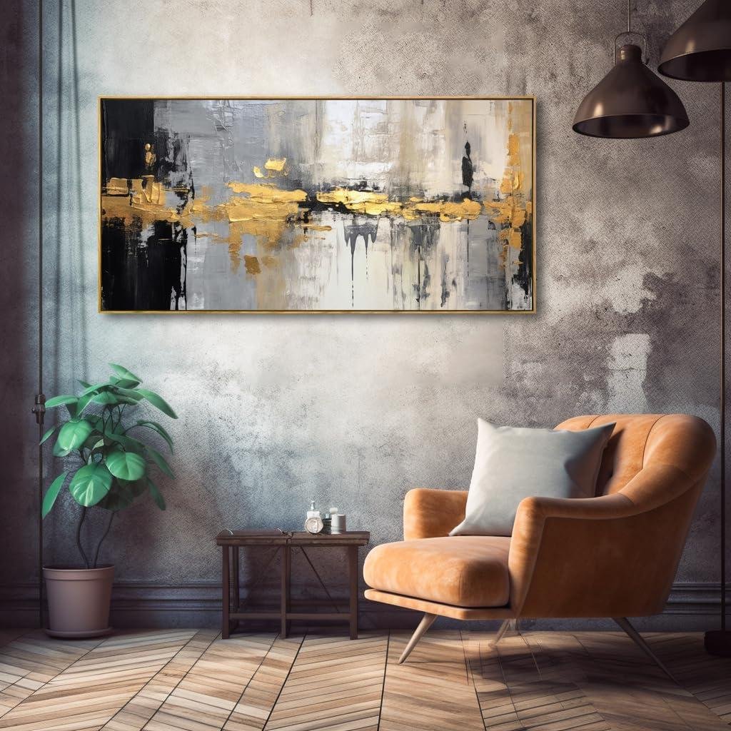 Our Review: Stunning Black & White Abstract Wall Art with Golden Line
