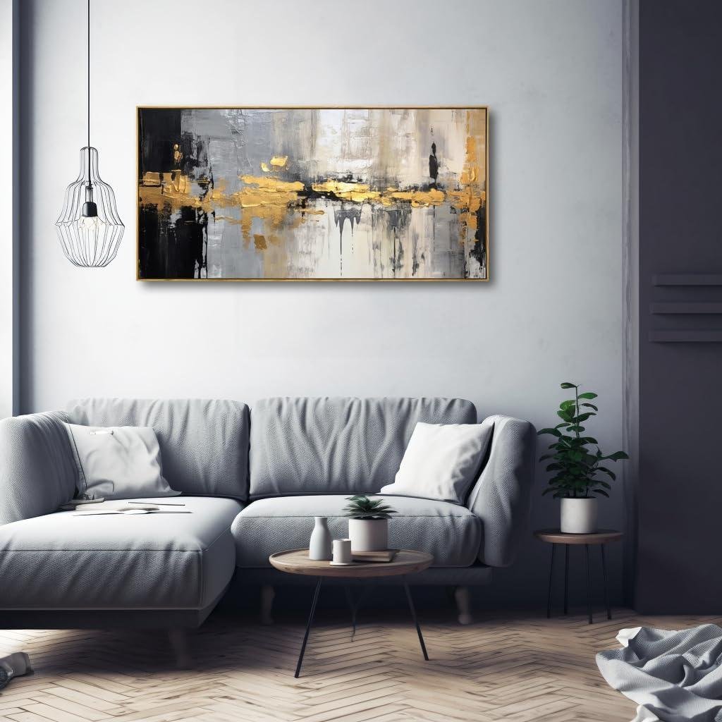 Our Review: Stunning Black & White Abstract Wall Art with Golden Line
