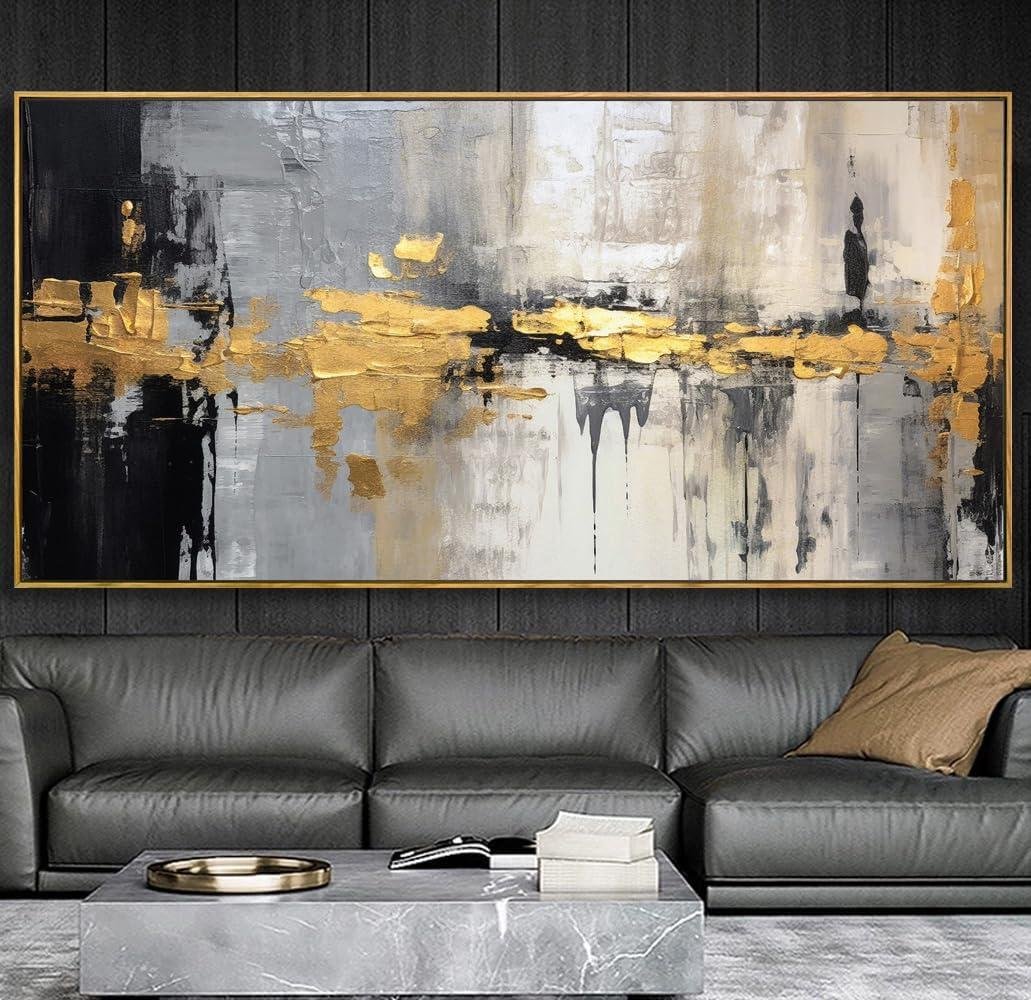 Our Review: Stunning Black & White Abstract Wall Art with Golden Line