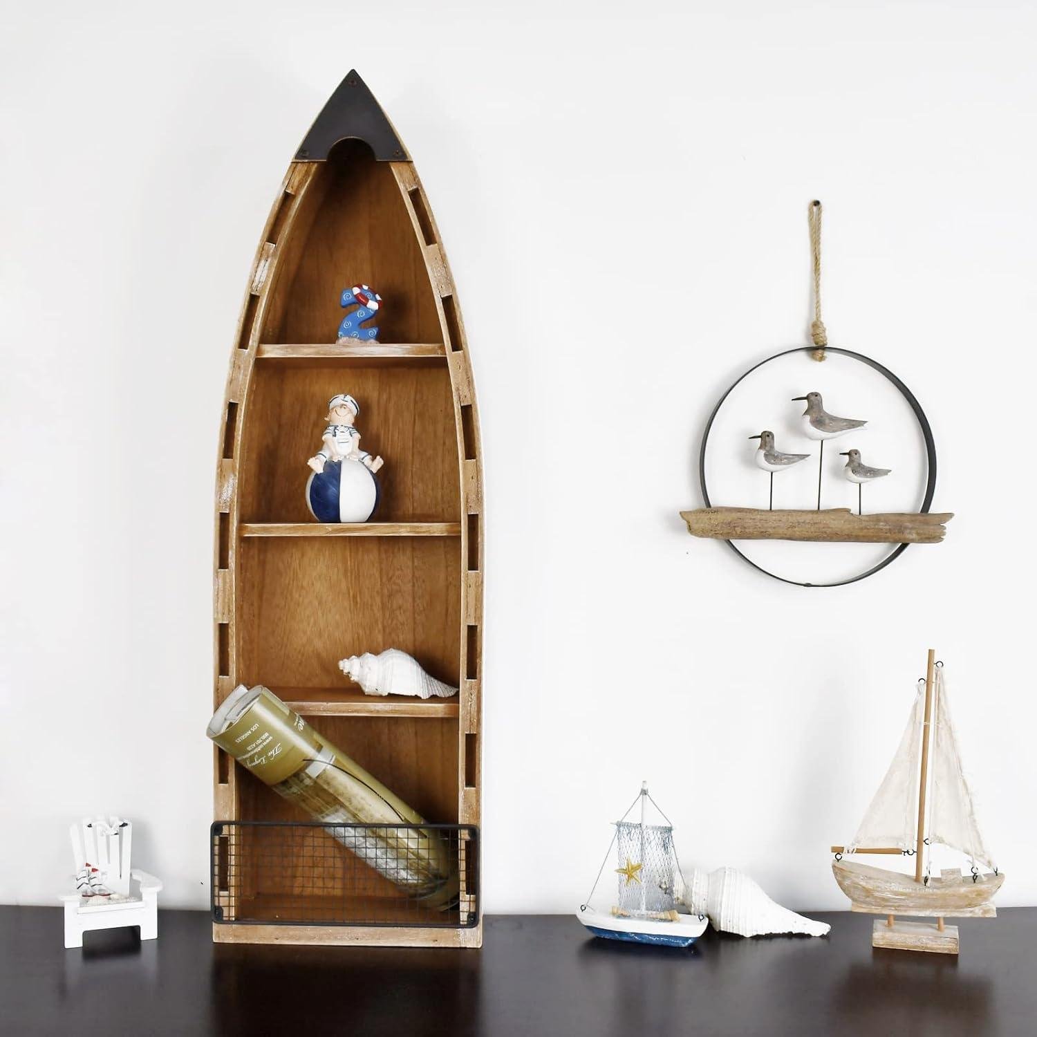 Our Review of the Rustic Wood Hanging Boat Shelf for Coastal Decor
