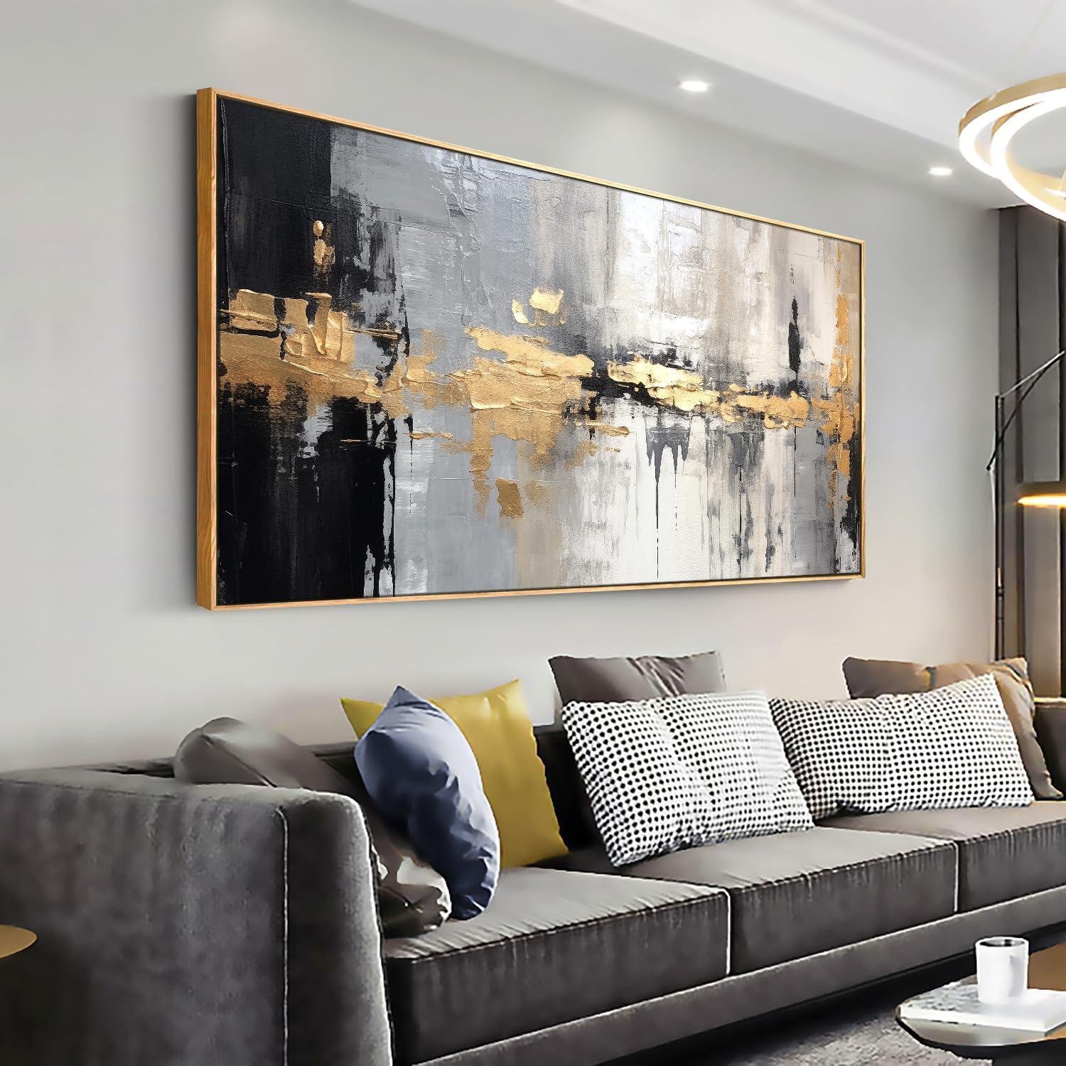 Our Review: Stunning Black & White Abstract Wall Art with Golden Line