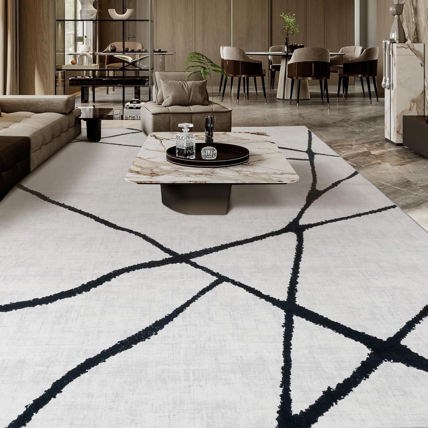 Our Honest Review of the YIHOUSE Modern Black & White Rug