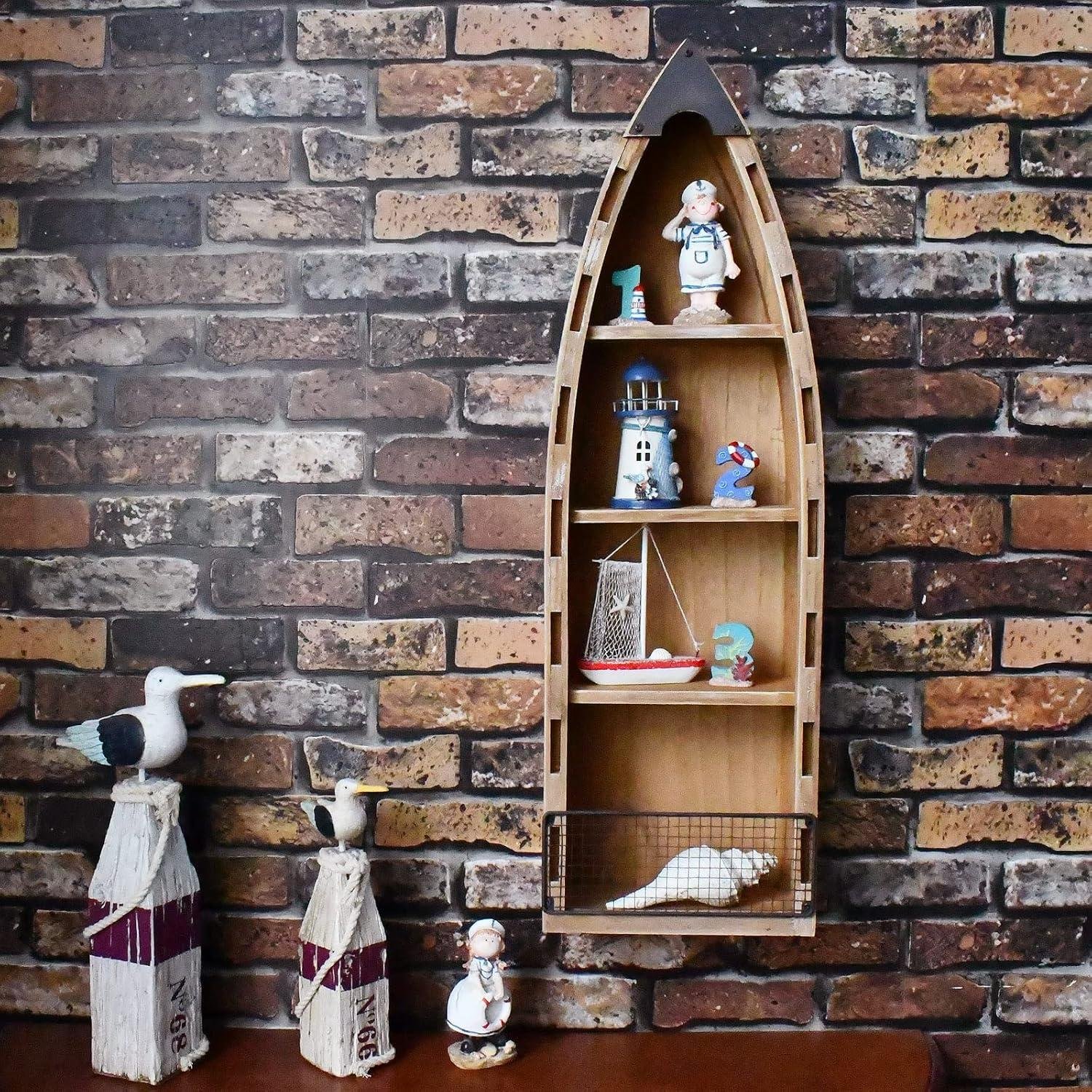 Our Review of the Rustic Wood Hanging Boat Shelf for Coastal Decor