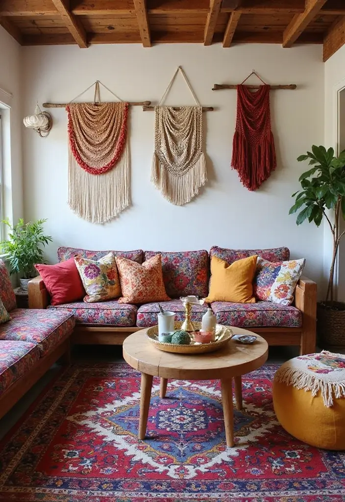 10 Bohemian Living Room Styles That Will Make You Feel Like You're on Vacation! - 1. Colorful Textile Wonderland