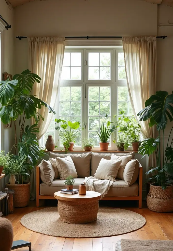 10 Bohemian Living Room Styles That Will Make You Feel Like You're on Vacation! - 2. Nature-Inspired Retreat
