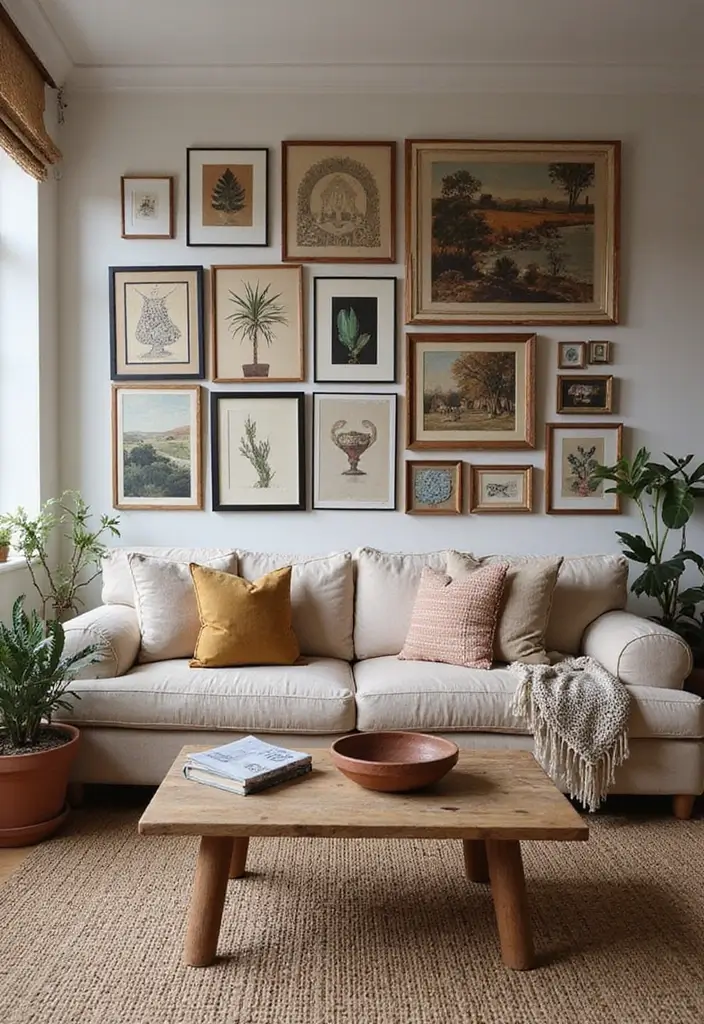 10 Bohemian Living Room Styles That Will Make You Feel Like You're on Vacation! - 3. Eclectic Art Gallery