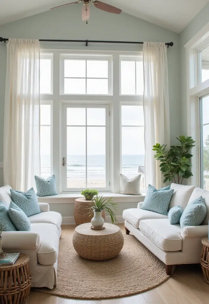 10 Dreamy Coastal Living Room Themes That'll Make You Feel Like You're on Vacation! - 1. Breezy Beach House