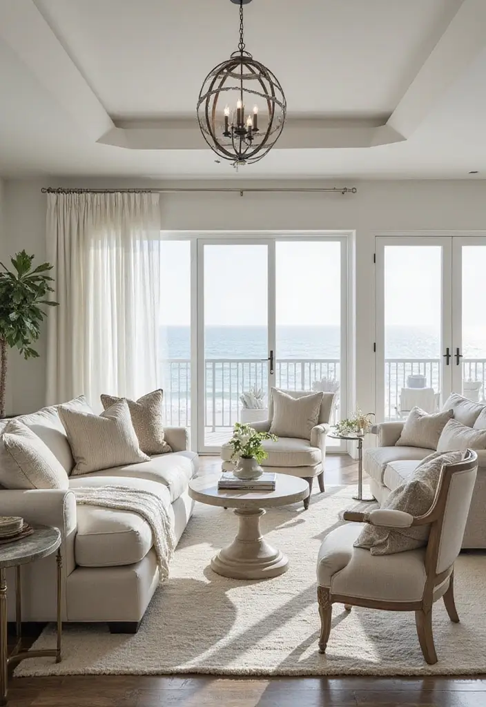 10 Dreamy Coastal Living Room Themes That'll Make You Feel Like You're on Vacation! - 10. Coastal Luxe