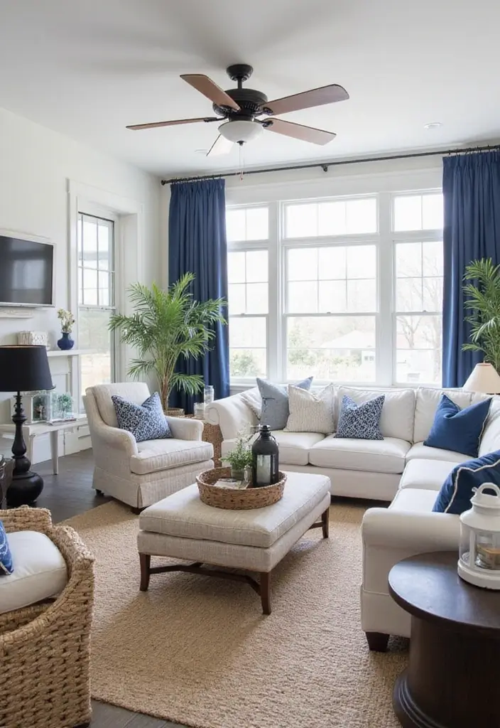 10 Dreamy Coastal Living Room Themes That'll Make You Feel Like You're on Vacation! - 2. Nautical Chic
