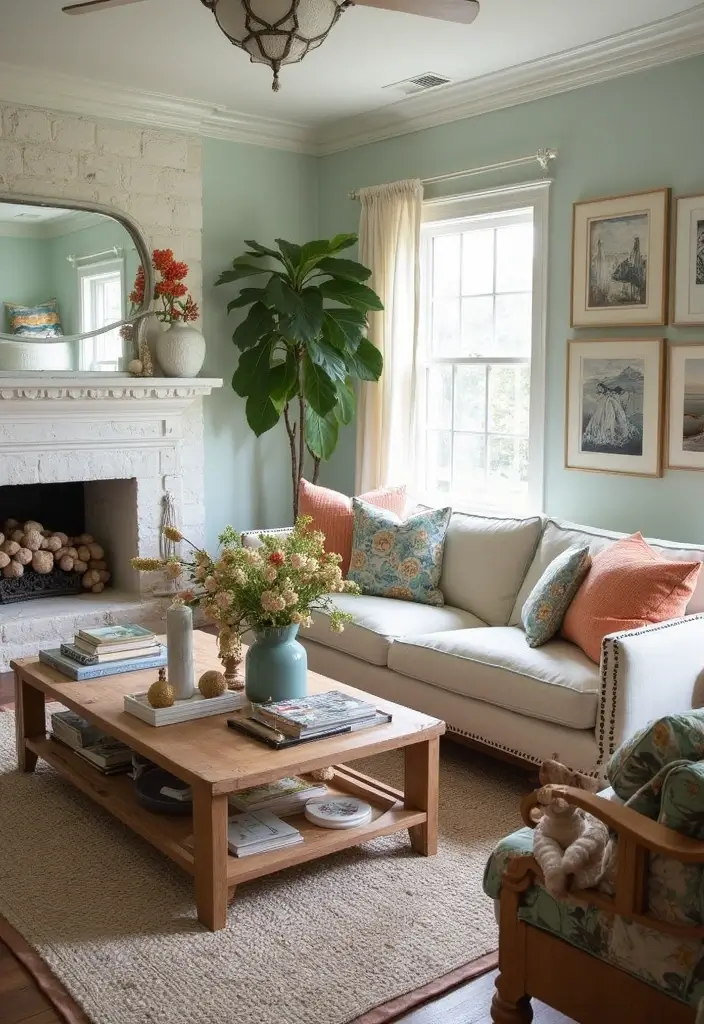 10 Dreamy Coastal Living Room Themes That'll Make You Feel Like You're on Vacation! - 9. Coastal Eclectic