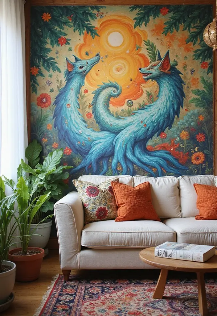12 Stunning Bohemian Wall Art Ideas That Will Transform Your Space Instantly! - 6. Hand-Painted Murals