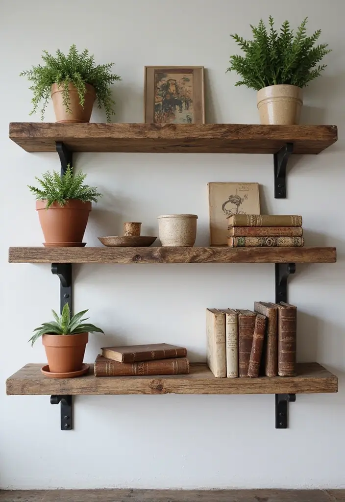15 Stunning Floating Shelves Ideas That Will Transform Your Walls Instantly! - 1. Rustic Wooden Floating Shelves