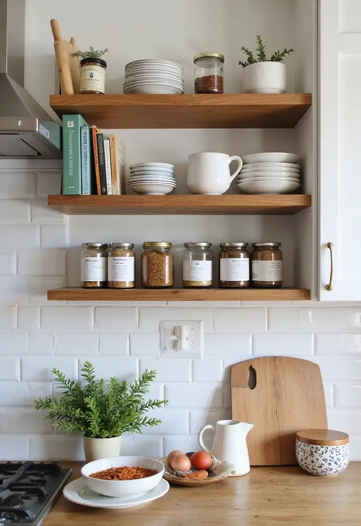 15 Stunning Floating Shelves Ideas That Will Transform Your Walls Instantly! - 10. Floating Shelves for Kitchen Display