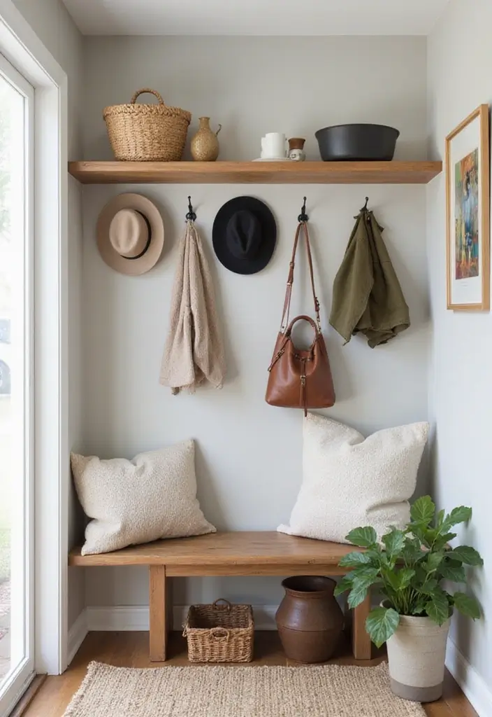 15 Stunning Floating Shelves Ideas That Will Transform Your Walls Instantly! - 8. Floating Shelves with Hooks
