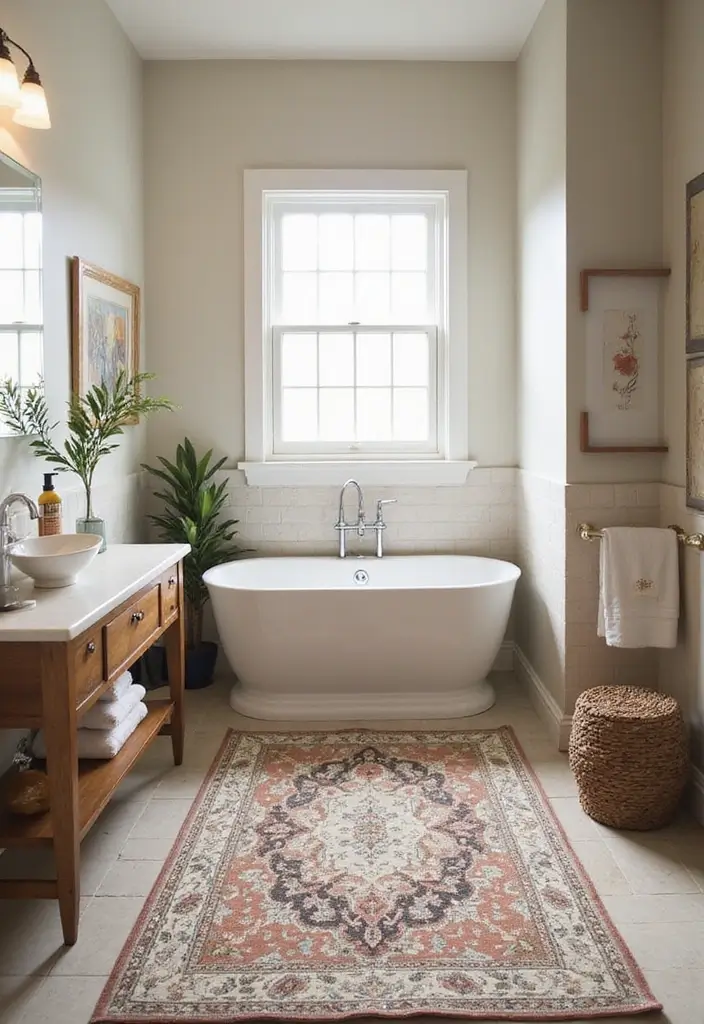 18 Bathroom Transformations Under $500 That'll Make You Want to Renovate Today! - 11. Accent Rugs