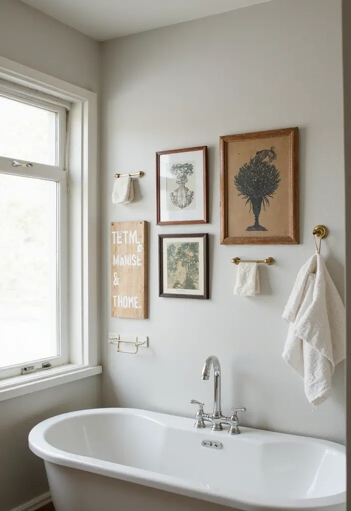 18 Bathroom Transformations Under $500 That'll Make You Want to Renovate Today! - 17. Creative Wall Art