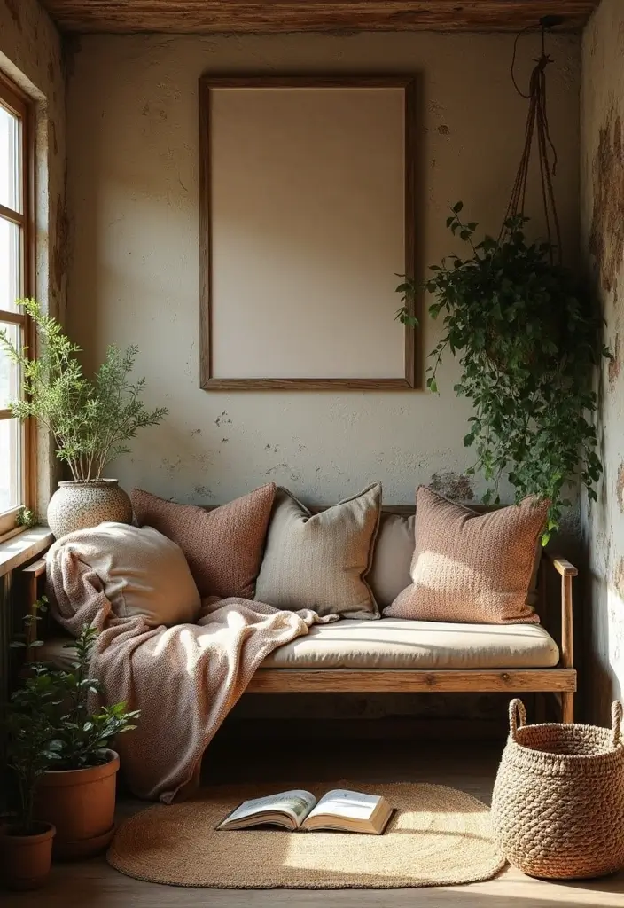 18 Cozy Reading Nook Ideas You’ll Want to Dive Into (Number 5 Will Steal Your Heart!) - 11. Rustic Retreat