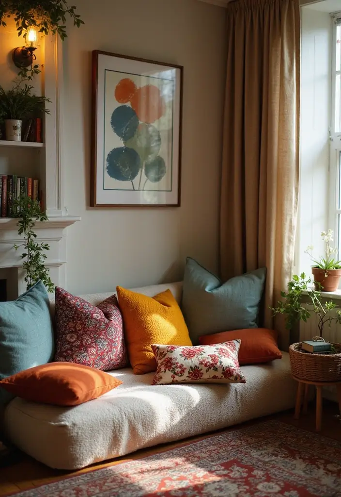 18 Cozy Reading Nook Ideas You’ll Want to Dive Into (Number 5 Will Steal Your Heart!) - 4. Cozy Corner with Pillows