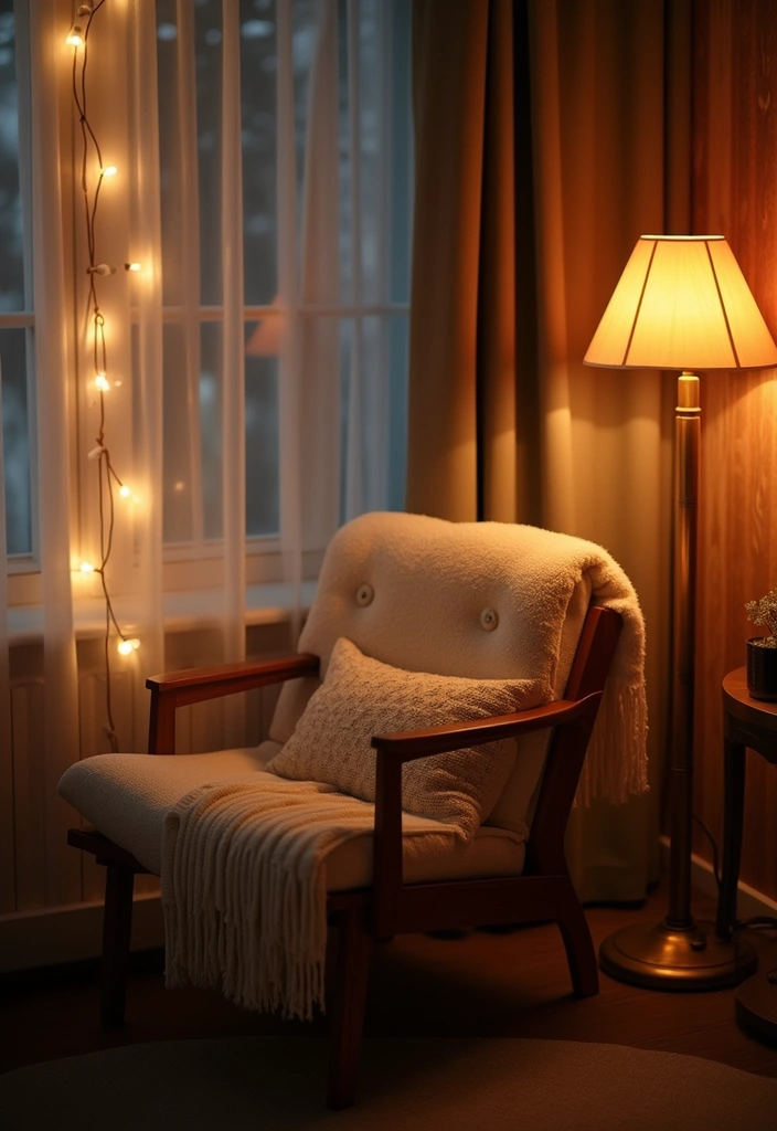 18 Cozy Reading Nook Ideas You’ll Want to Dive Into (Number 5 Will Steal Your Heart!) - 8. Soft Lighting Sanctuary