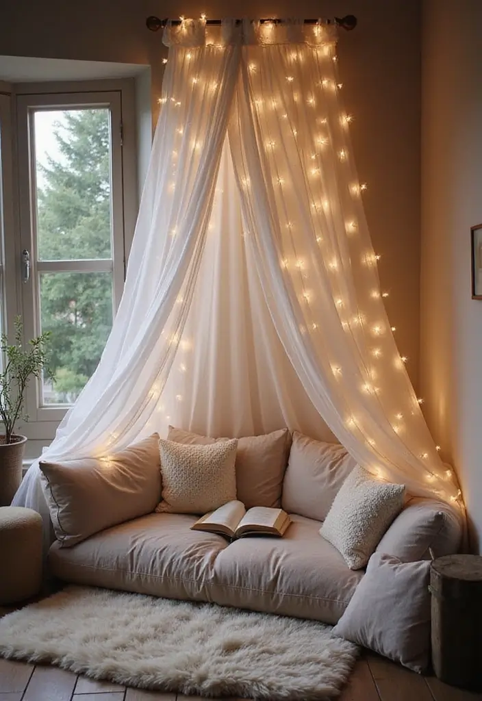18 Cozy Reading Nook Ideas You’ll Want to Dive Into (Number 5 Will Steal Your Heart!) - 9. Chic Canopy Corner