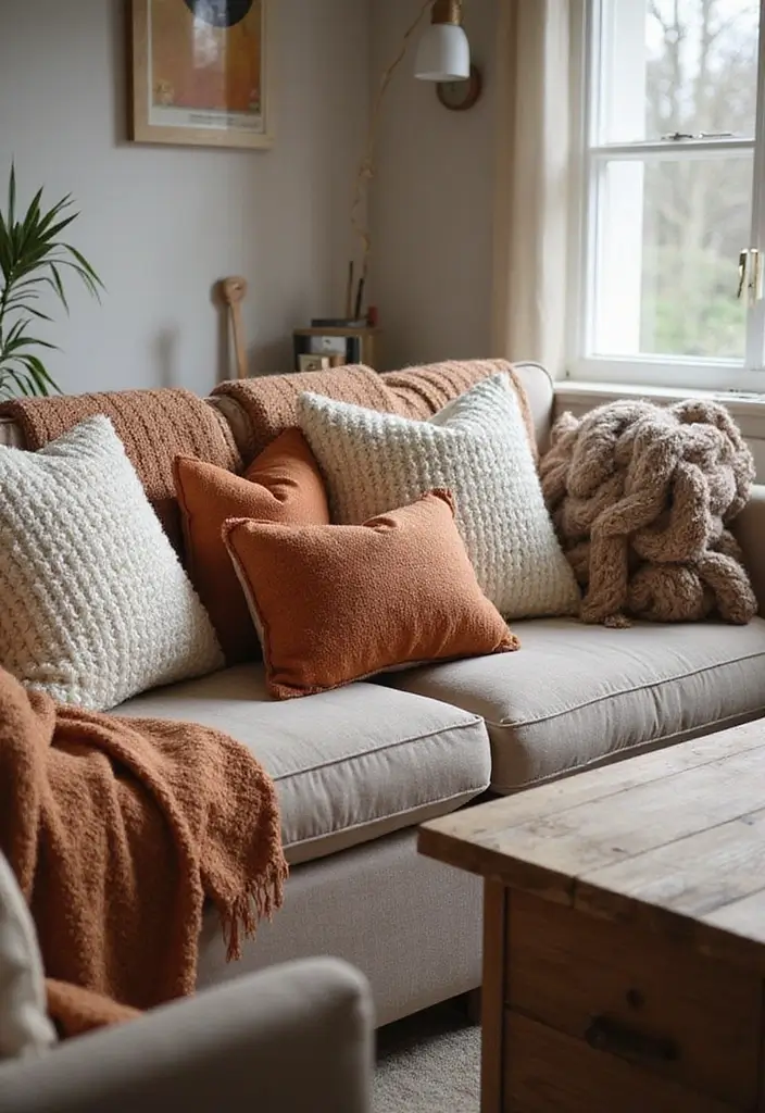 20 Cozy Living Room Ideas That'll Make You Never Want to Leave Home Again! - 1. Layered Textures