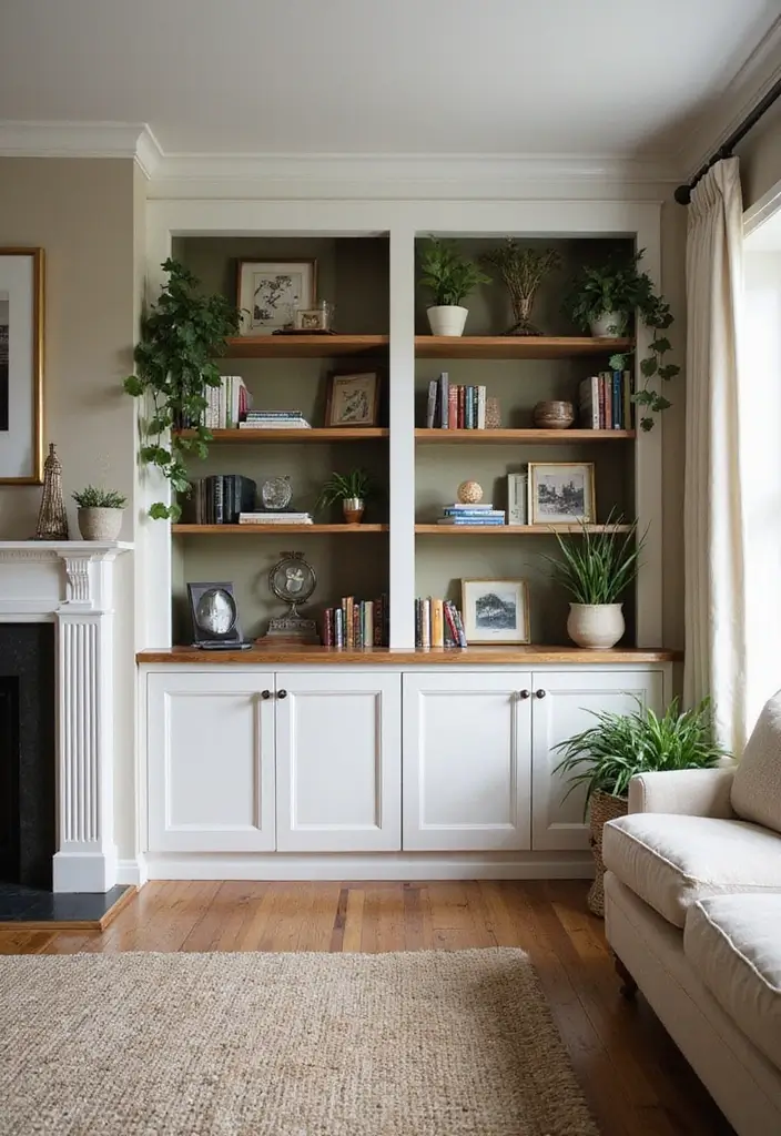 20 Cozy Living Room Ideas That'll Make You Never Want to Leave Home Again! - 14. Built-In Shelves
