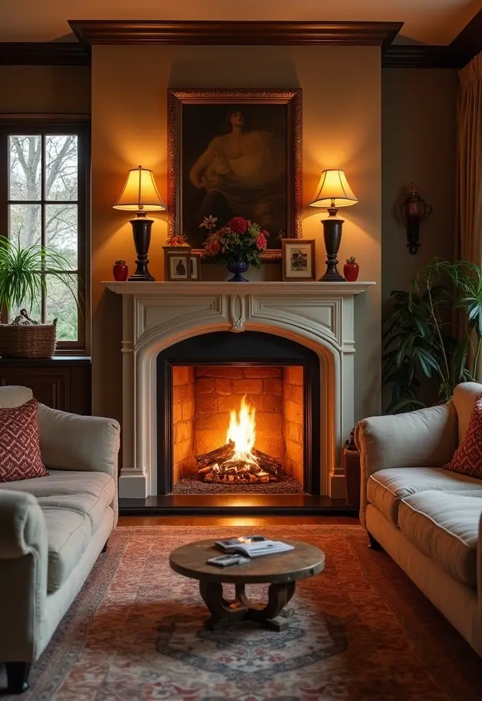 20 Cozy Living Room Ideas That'll Make You Never Want to Leave Home Again! - 15. Add a Fireplace