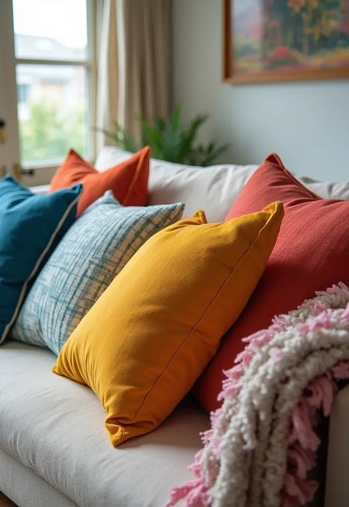 20 Cozy Living Room Ideas That'll Make You Never Want to Leave Home Again! - 5. Colorful Throw Pillows