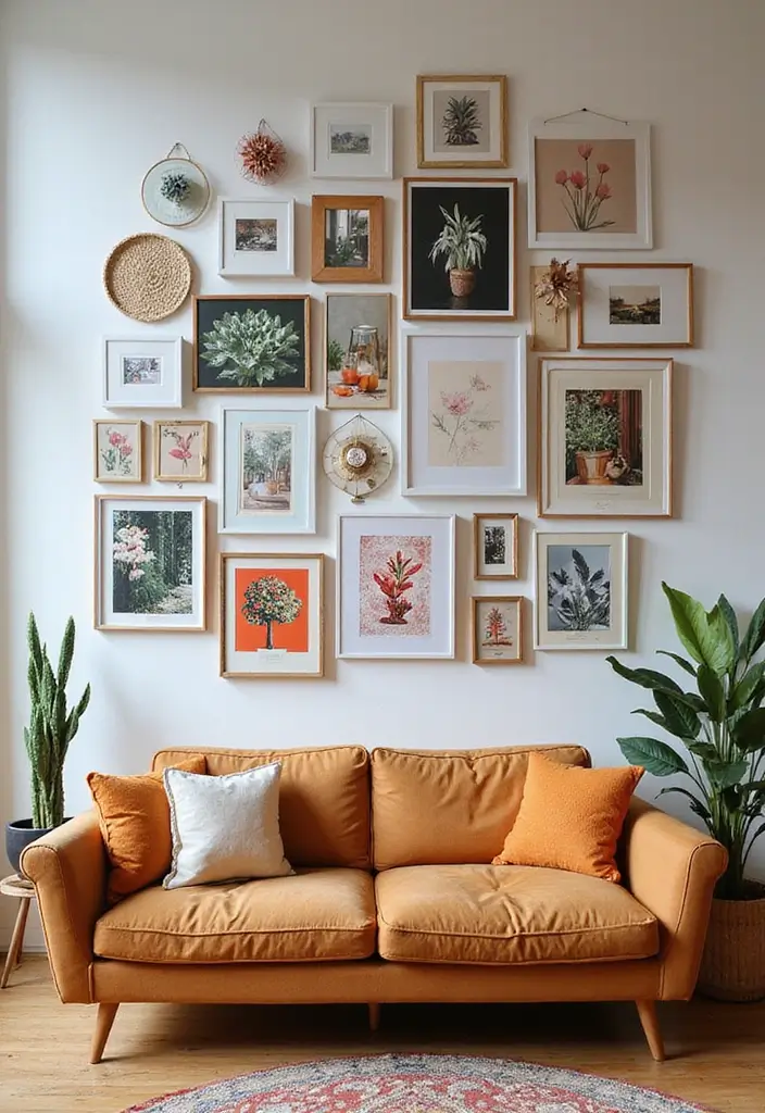 20 Cozy Living Room Ideas That'll Make You Never Want to Leave Home Again! - 7. Gallery Wall