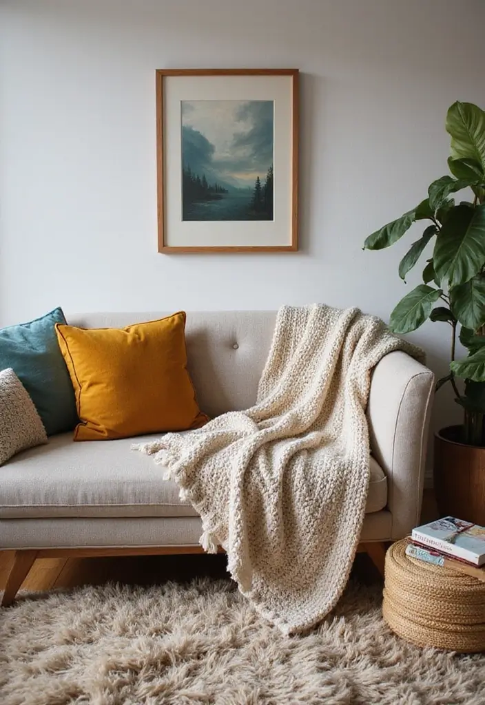 20 Cozy Living Room Ideas That'll Make You Want to Curl Up with a Book (Don't Miss #15!) - 1. Layered Textiles for Ultimate Comfort