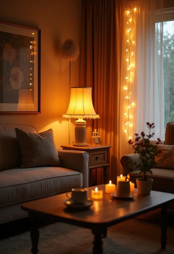 20 Cozy Living Room Ideas That'll Make You Want to Curl Up with a Book (Don't Miss #15!) - 8. Soft Lighting for a Warm Glow