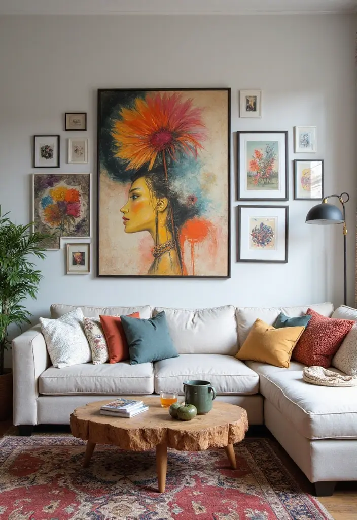 20 Living Room Ideas That'll Make You Feel Like You're in a Magazine (Don't Miss #15!) - 13. Artistic Displays