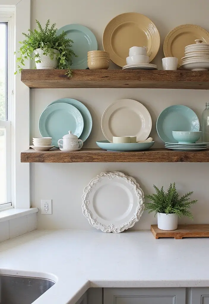 20 Stunning Farmhouse Kitchen Ideas That Will Make You Fall in Love with Cooking Again! - 5. Open Shelving for Practical Decor