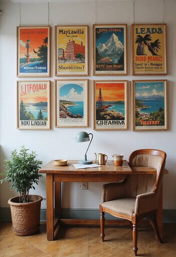 20 Stunning Vintage Wall Art Ideas That Will Take You Back in Time (You Won't Believe #12!) - 1. Retro Travel Posters