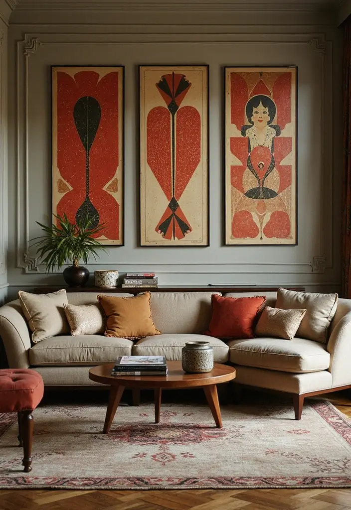 20 Stunning Vintage Wall Art Ideas That Will Take You Back in Time (You Won't Believe #12!) - 12. Vintage Art Deco Pieces