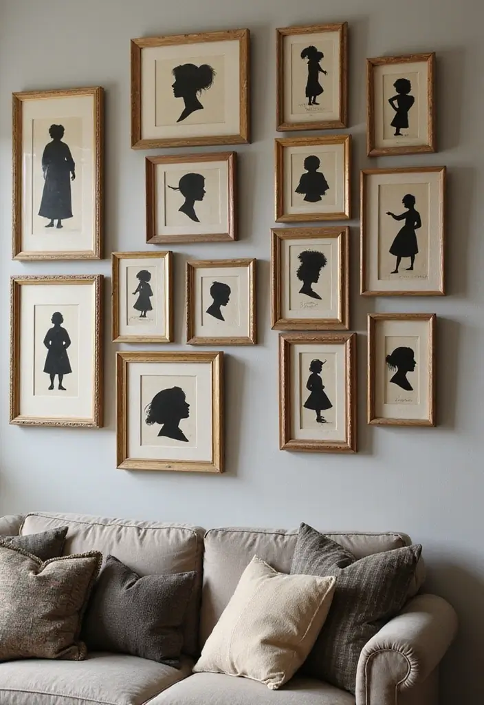 20 Stunning Vintage Wall Art Ideas That Will Take You Back in Time (You Won't Believe #12!) - 14. Vintage Silhouettes
