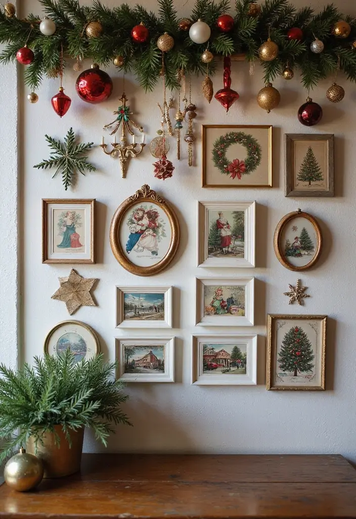 20 Stunning Vintage Wall Art Ideas That Will Take You Back in Time (You Won't Believe #12!) - 18. Vintage Holiday Decor
