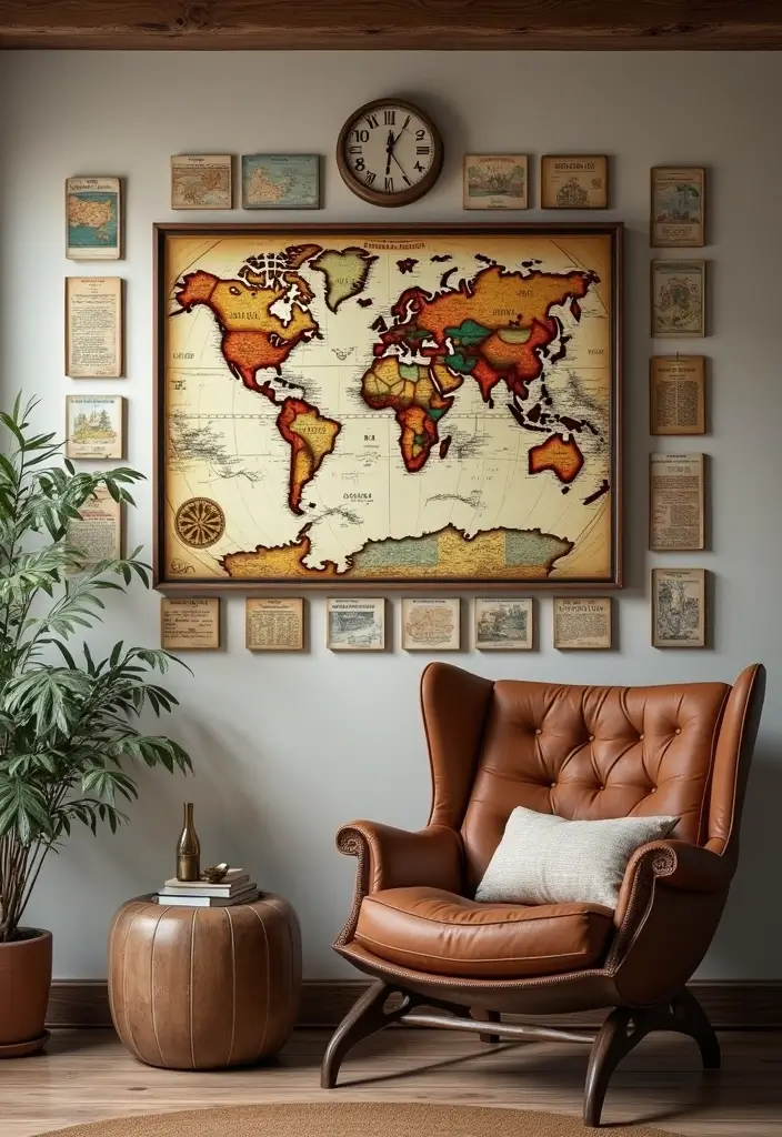 20 Stunning Vintage Wall Art Ideas That Will Take You Back in Time (You Won't Believe #12!) - 7. Vintage Maps