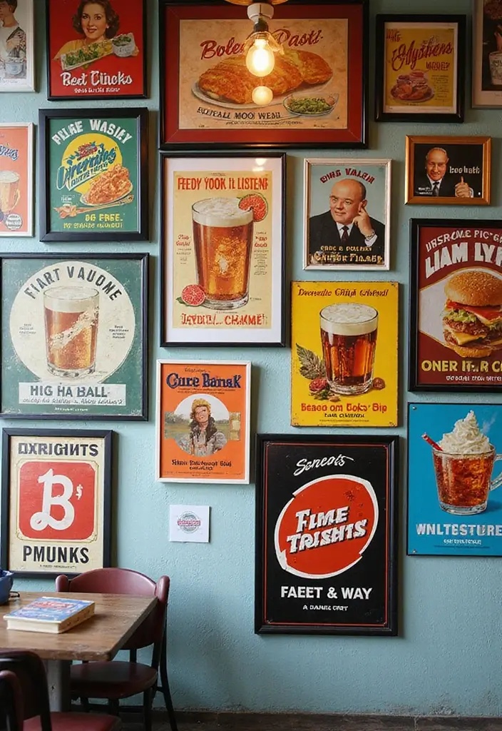 20 Stunning Vintage Wall Art Ideas That Will Take You Back in Time (You Won't Believe #12!) - 8. Retro Advertisement Art