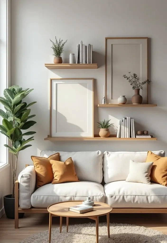 20 Stunning Wall Art Ideas That Will Transform Your Living Room (You Won't Believe #15!) - 14. Artistic Shelving Displays