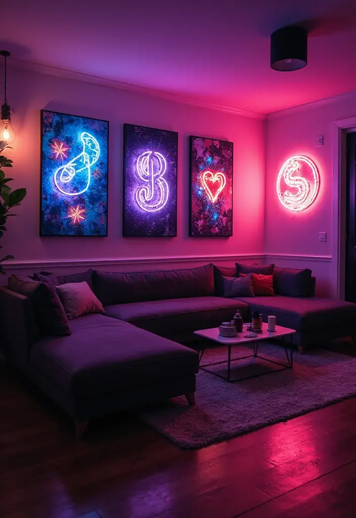 20 Stunning Wall Art Ideas That Will Transform Your Living Room (You Won't Believe #15!) - 15. Light-Infused Art
