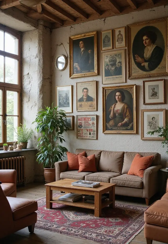 20 Stunning Wall Art Ideas That Will Transform Your Living Room (You Won't Believe #15!) - 4. Vintage Art Finds